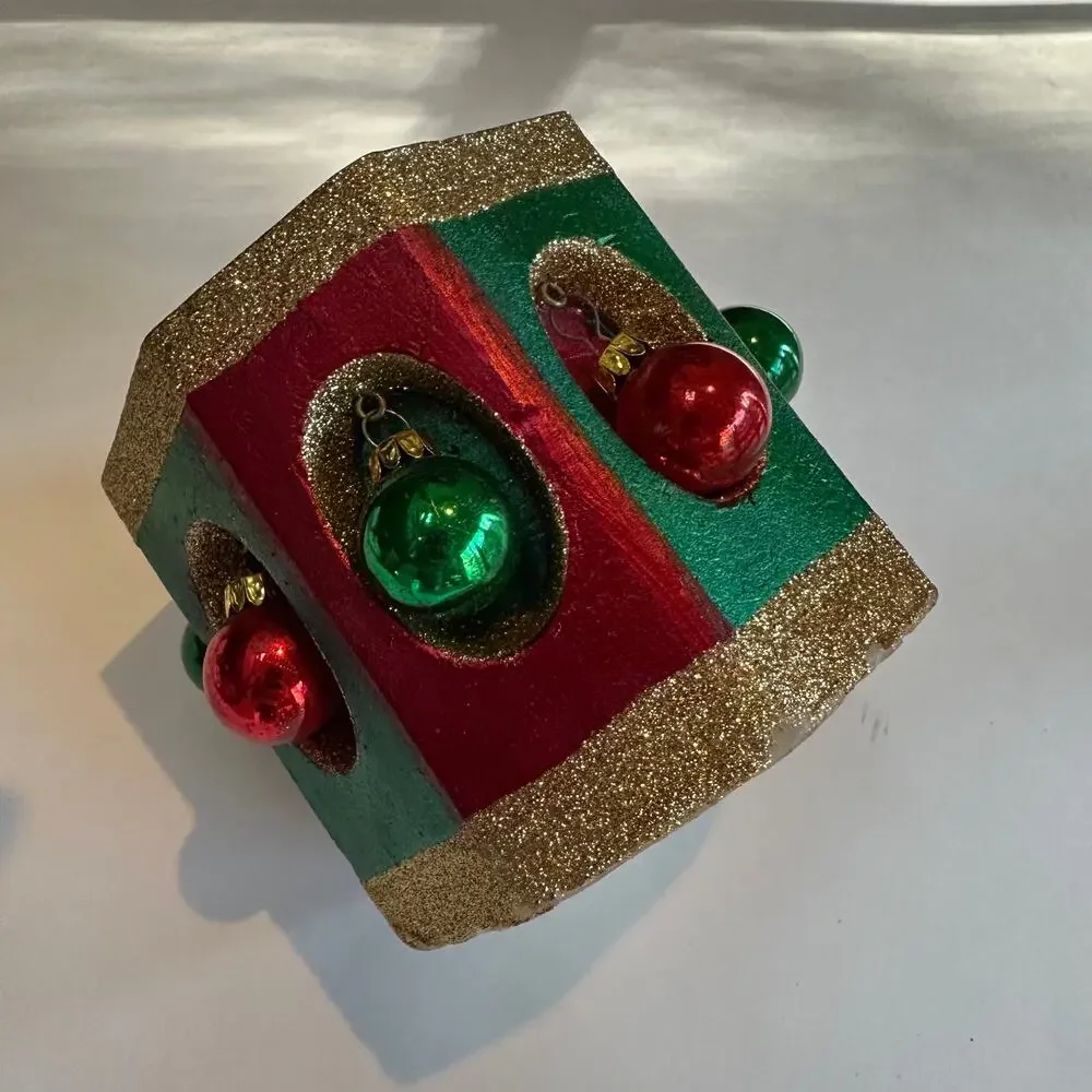 Vintage 1990s Christmas Pillar Candle Ornament Carousel Holiday Centerpiece - Picture 3 of 6